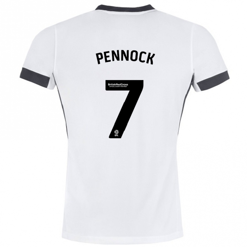 Kids Football Jade Pennock #7 White Black Away Jersey 2024/25 T-Shirt Nz