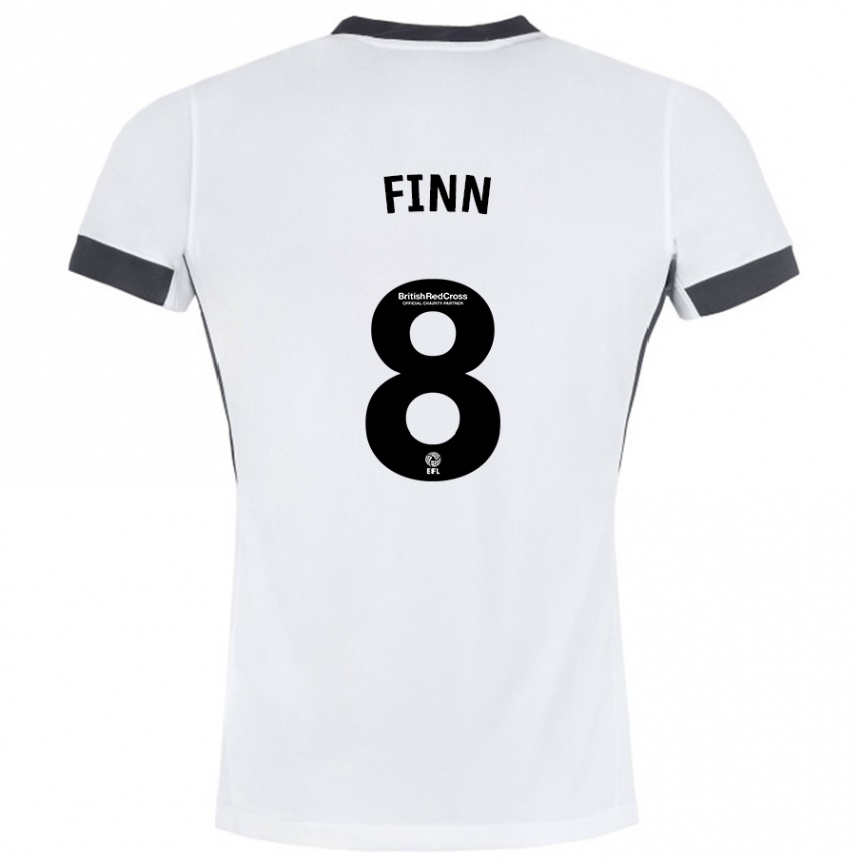 Kids Football Jamie Finn #8 White Black Away Jersey 2024/25 T-Shirt Nz