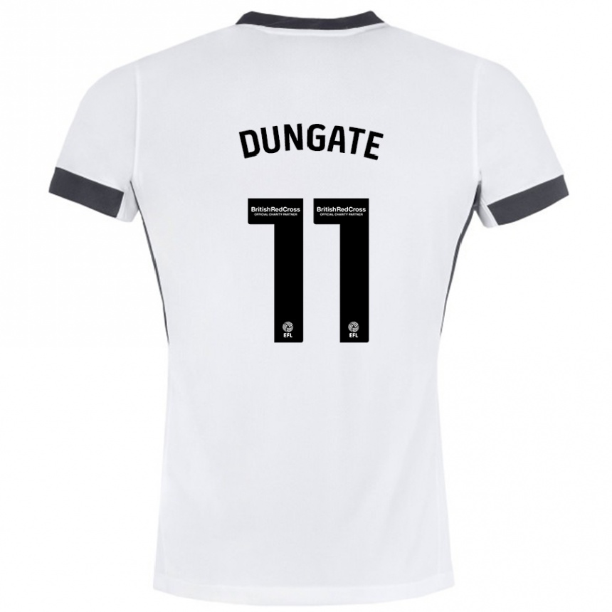 Kids Football Katie Dungate #11 White Black Away Jersey 2024/25 T-Shirt Nz