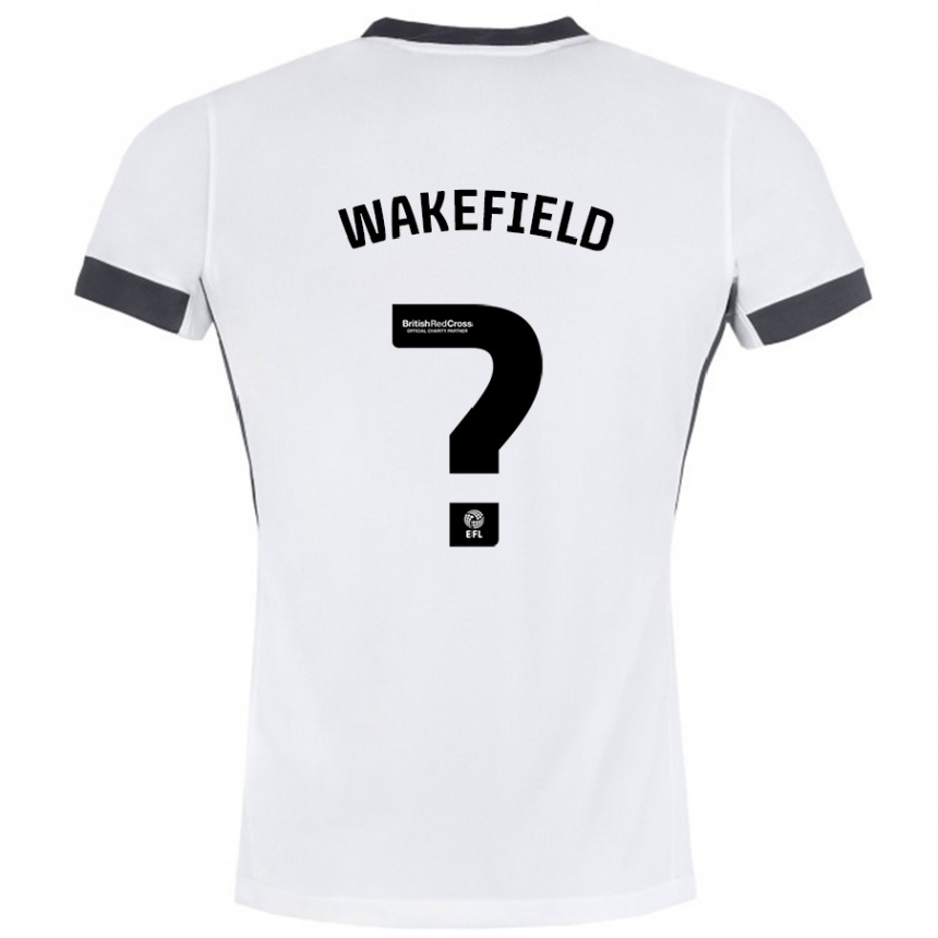 Kids Football Kieran Wakefield #0 White Black Away Jersey 2024/25 T-Shirt Nz