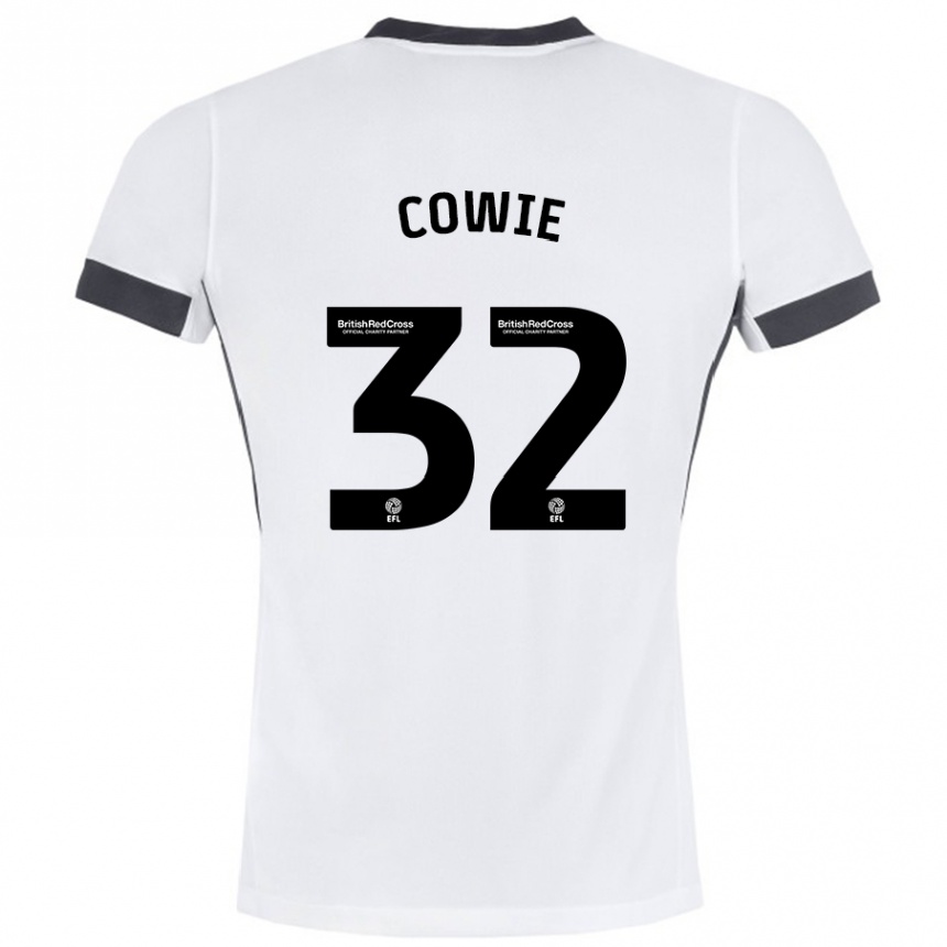 Kids Football Abbie Cowie #32 White Black Away Jersey 2024/25 T-Shirt Nz