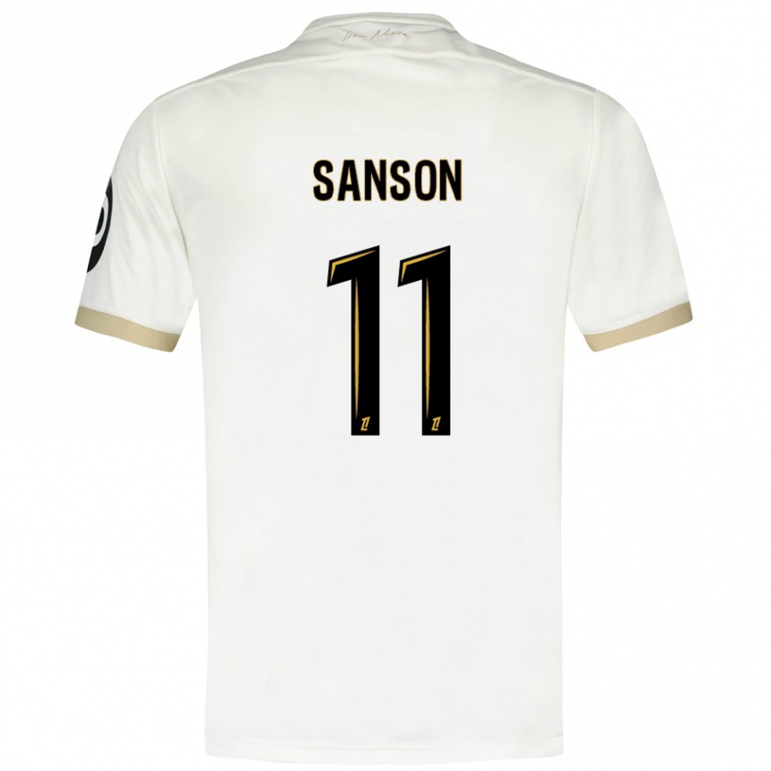 Kids Football Morgan Sanson #11 White Gold Away Jersey 2024/25 T-Shirt Nz