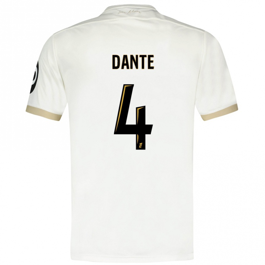 Kids Football Dante #4 White Gold Away Jersey 2024/25 T-Shirt Nz