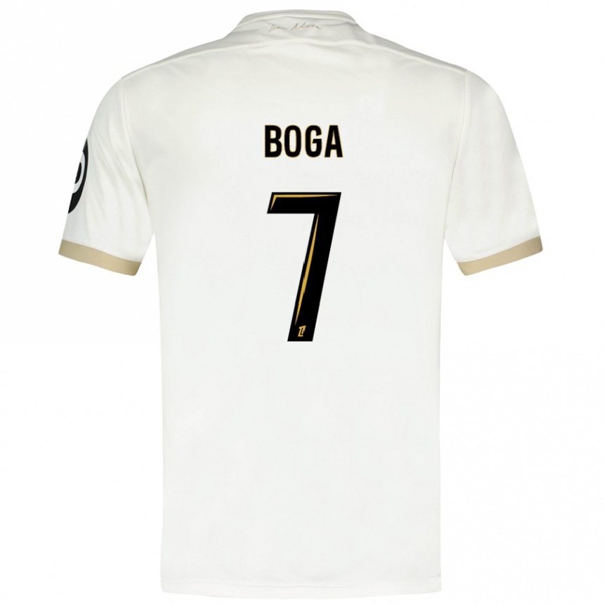 Kids Football Jérémie Boga #7 White Gold Away Jersey 2024/25 T-Shirt Nz