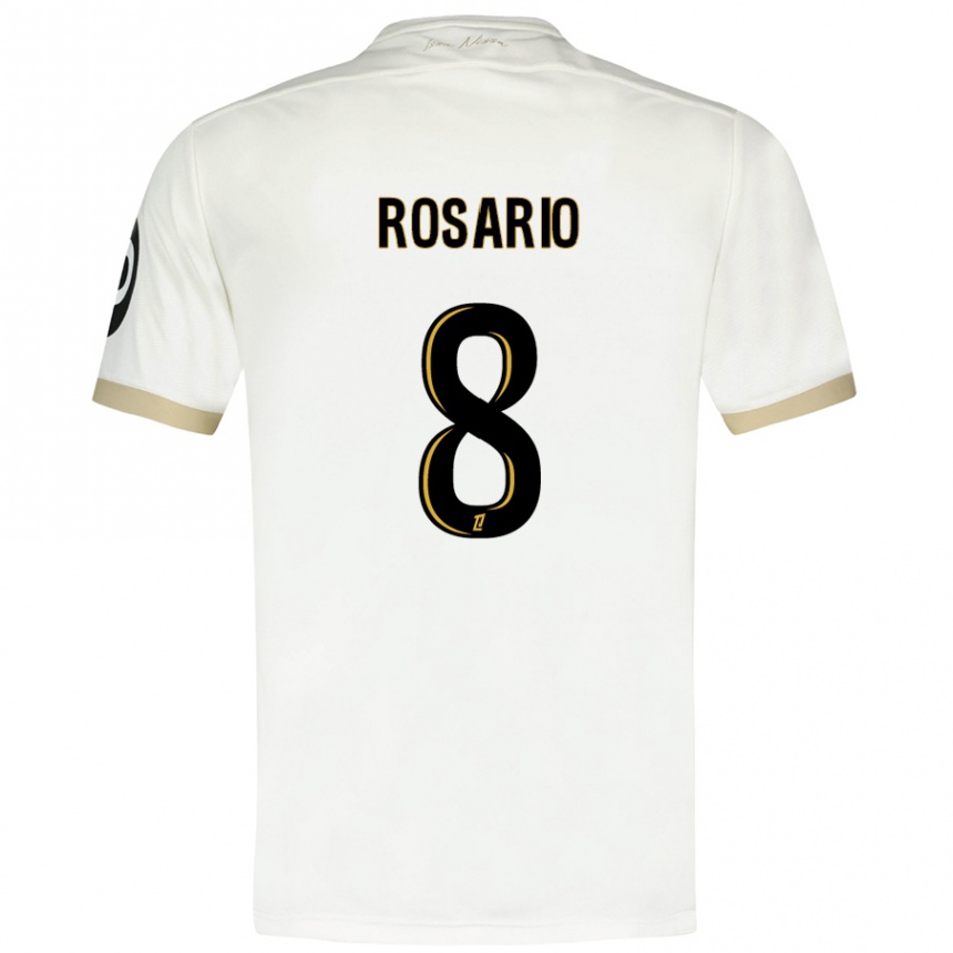 Kids Football Pablo Rosario #8 White Gold Away Jersey 2024/25 T-Shirt Nz