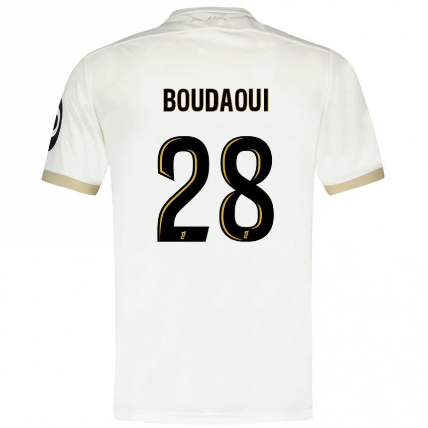 Kids Football Hicham Boudaoui #28 White Gold Away Jersey 2024/25 T-Shirt Nz