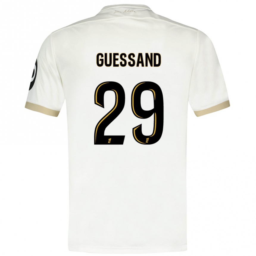 Kids Football Evann Guessand #29 White Gold Away Jersey 2024/25 T-Shirt Nz