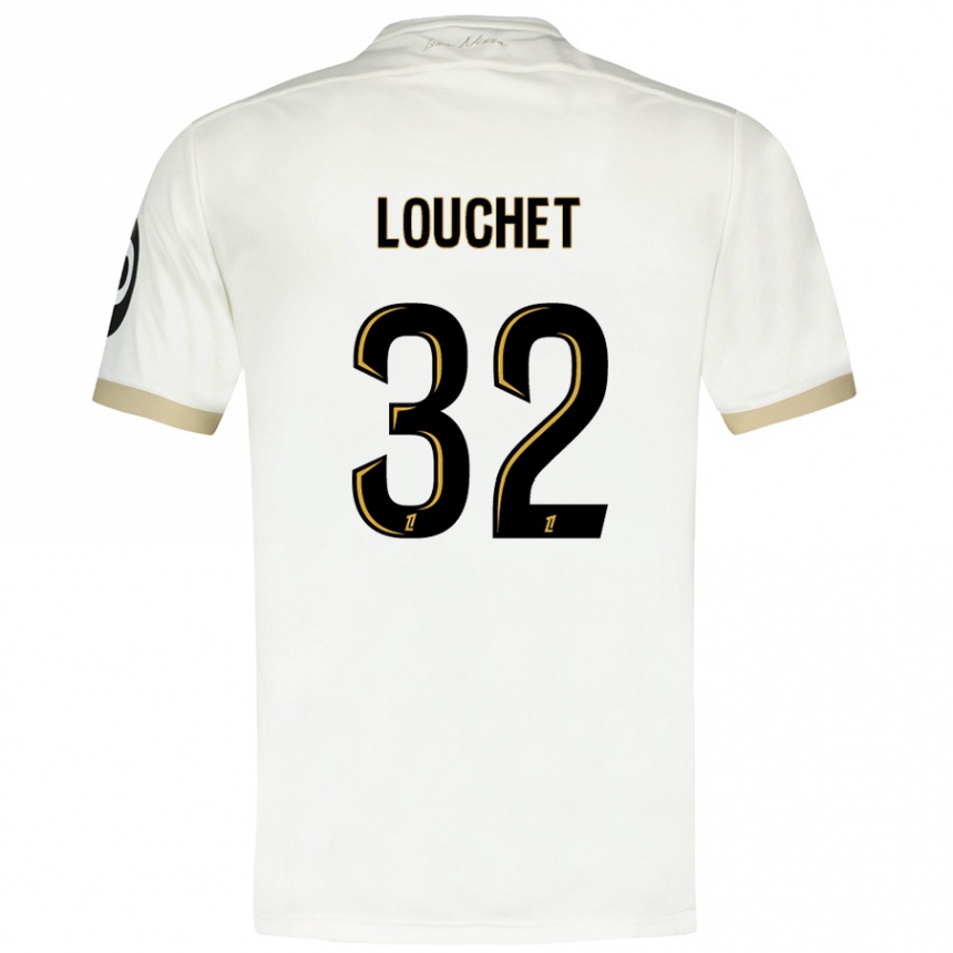 Kids Football Tom Louchet #32 White Gold Away Jersey 2024/25 T-Shirt Nz