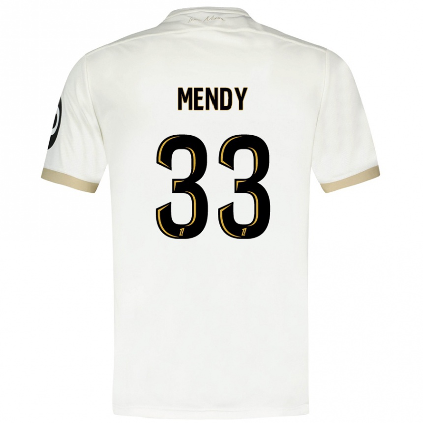 Kids Football Antoine Mendy #33 White Gold Away Jersey 2024/25 T-Shirt Nz