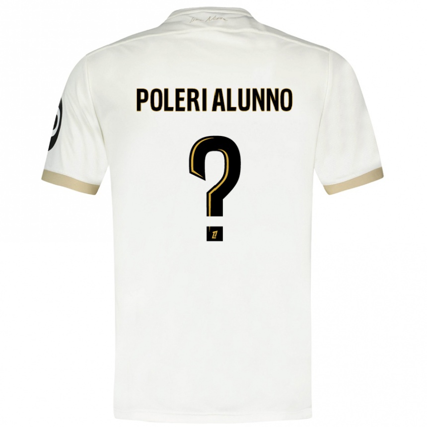 Kids Football Mathis Poleri Alunno #0 White Gold Away Jersey 2024/25 T-Shirt Nz