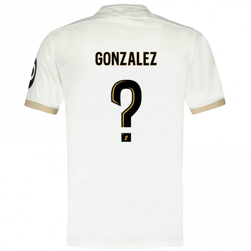 Kids Football Anthony Gonzalez #0 White Gold Away Jersey 2024/25 T-Shirt Nz