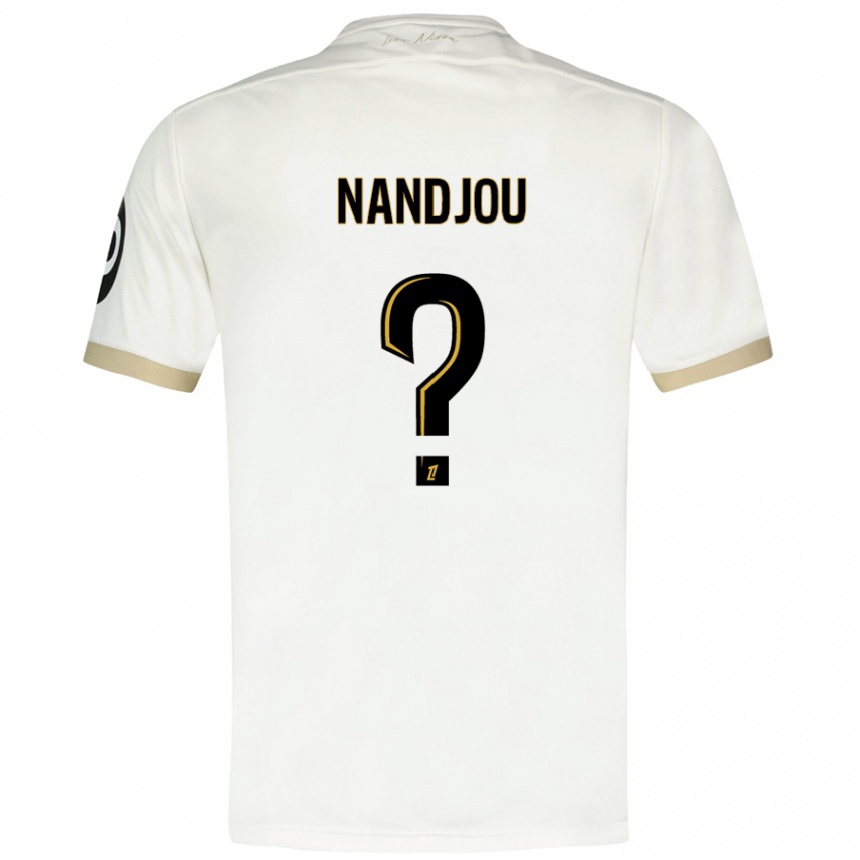 Kids Football Yaël Nandjou #0 White Gold Away Jersey 2024/25 T-Shirt Nz