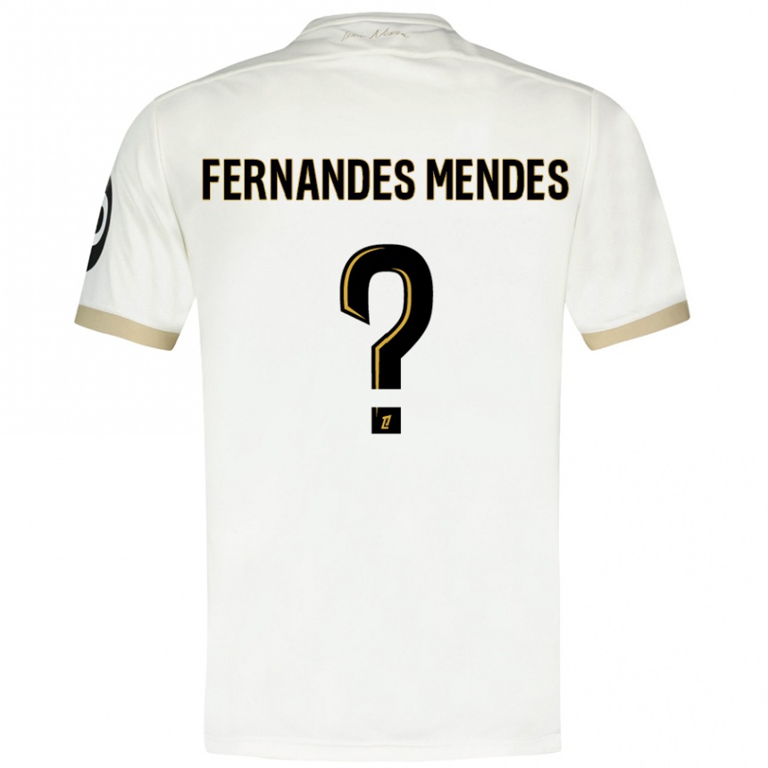 Kids Football Mathis Fernandes Mendes #0 White Gold Away Jersey 2024/25 T-Shirt Nz