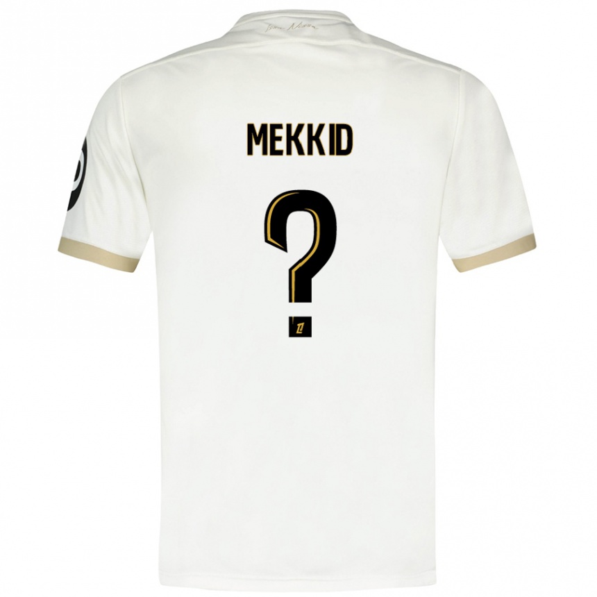 Kids Football Ayoub Mekkid #0 White Gold Away Jersey 2024/25 T-Shirt Nz