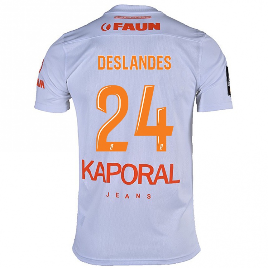 Kids Football Océane Deslandes #24 White Away Jersey 2024/25 T-Shirt Nz