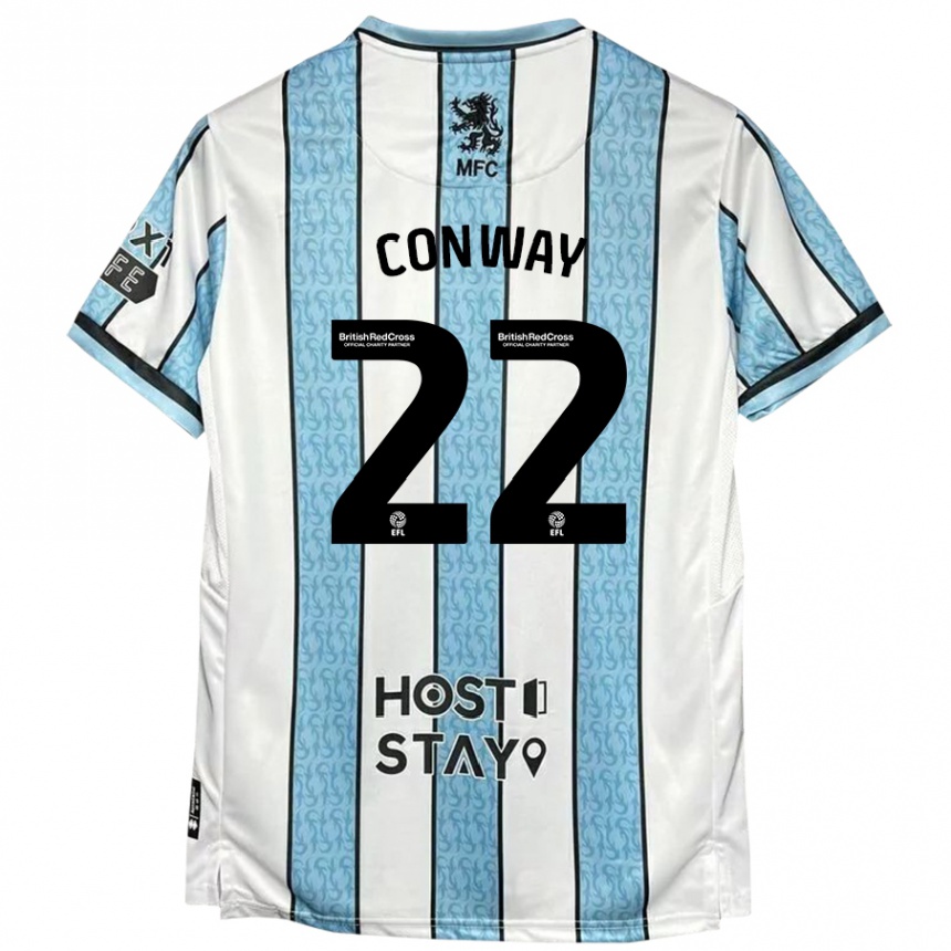 Kids Football Tommy Conway #22 White Blue Away Jersey 2024/25 T-Shirt Nz