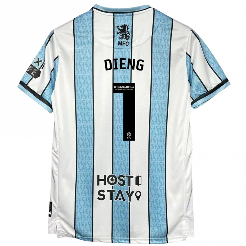 Kids Football Seny Dieng #1 White Blue Away Jersey 2024/25 T-Shirt Nz