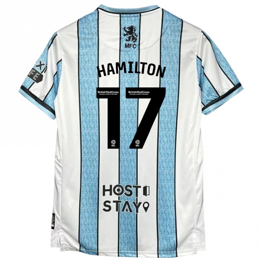 Kids Football Micah Hamilton #17 White Blue Away Jersey 2024/25 T-Shirt Nz