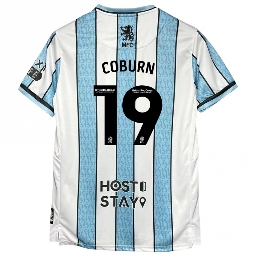 Kids Football Josh Coburn #19 White Blue Away Jersey 2024/25 T-Shirt Nz