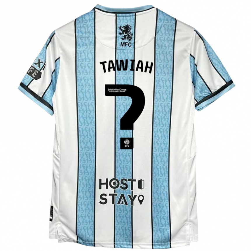 Kids Football Judah Tawiah #0 White Blue Away Jersey 2024/25 T-Shirt Nz