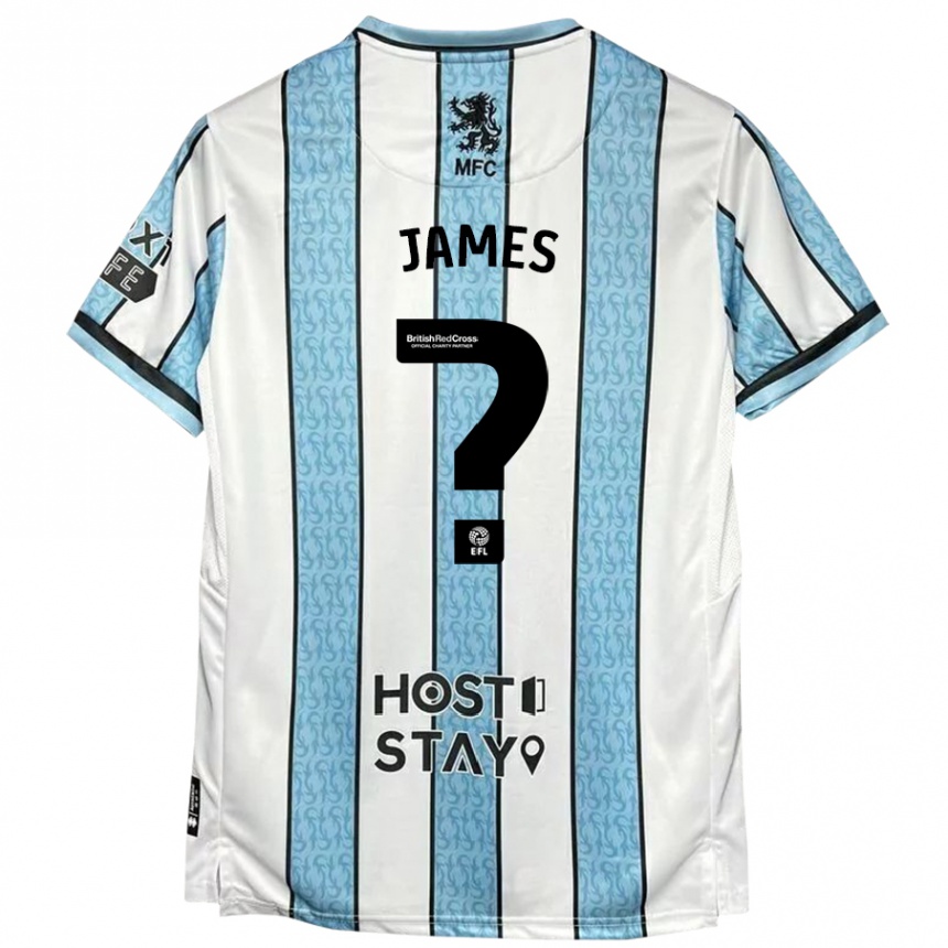 Kids Football Daniel James #0 White Blue Away Jersey 2024/25 T-Shirt Nz