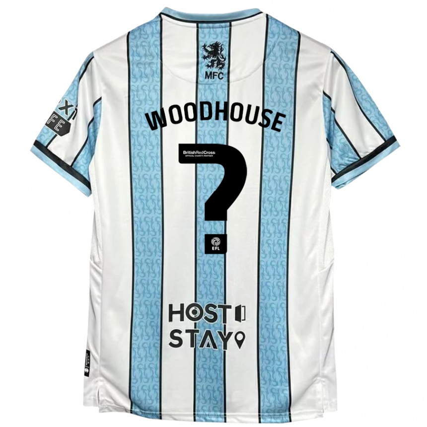 Kids Football Mccartney Woodhouse #0 White Blue Away Jersey 2024/25 T-Shirt Nz