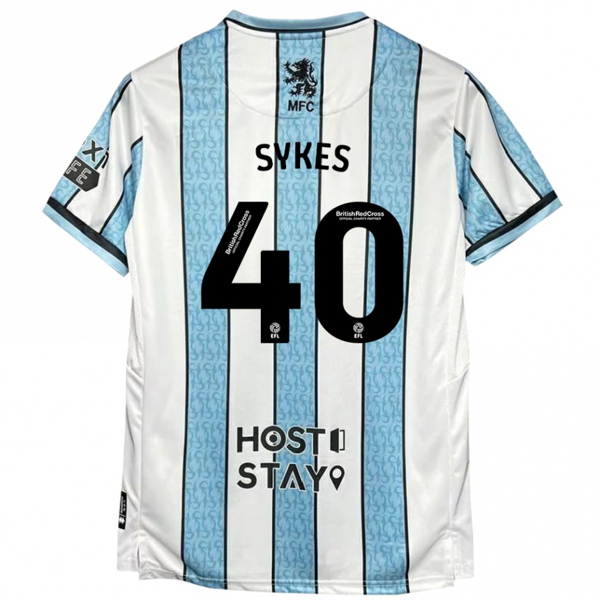 Kids Football Cain Sykes #40 White Blue Away Jersey 2024/25 T-Shirt Nz