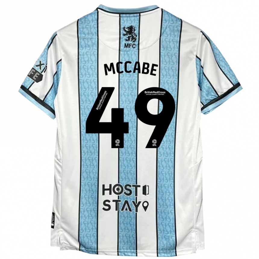 Kids Football Law Mccabe #49 White Blue Away Jersey 2024/25 T-Shirt Nz