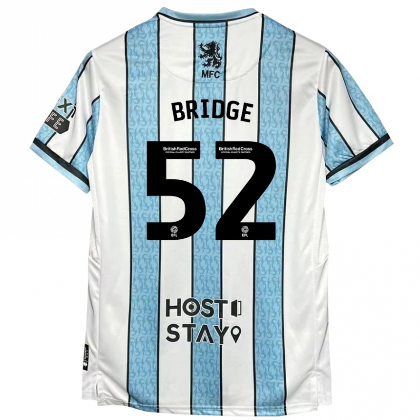 Kids Football Aj Bridge #52 White Blue Away Jersey 2024/25 T-Shirt Nz