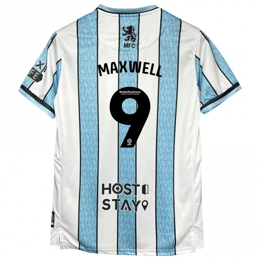 Kids Football Armani Maxwell #9 White Blue Away Jersey 2024/25 T-Shirt Nz