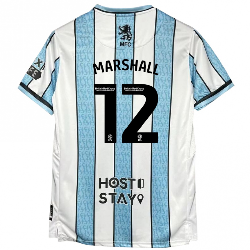 Kids Football Eve Marshall #12 White Blue Away Jersey 2024/25 T-Shirt Nz