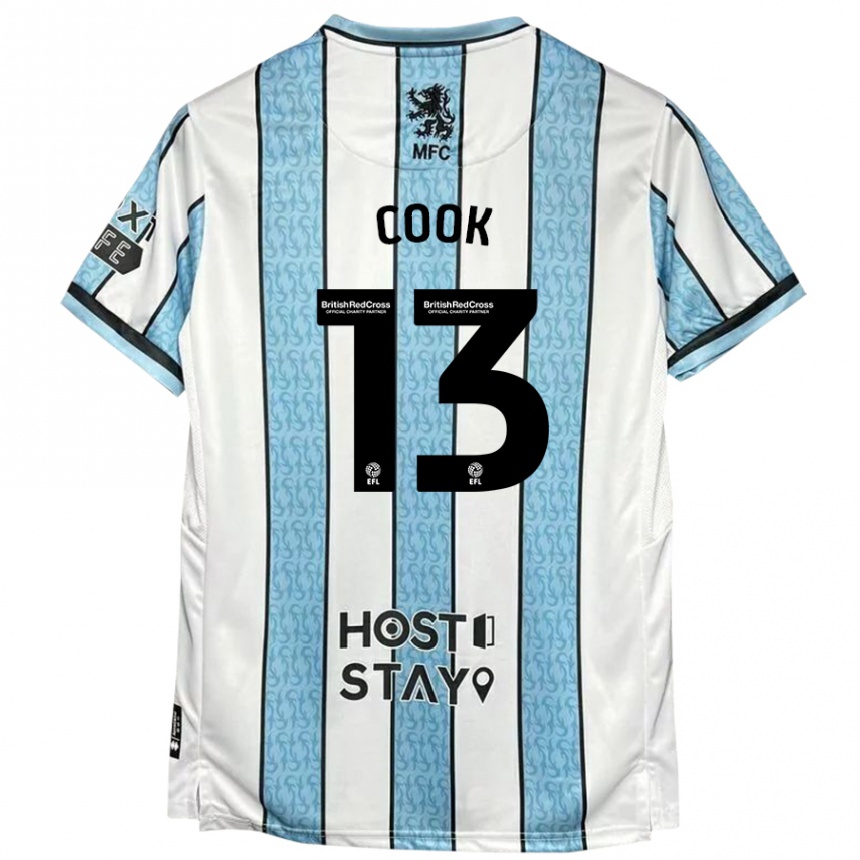 Kids Football Ruby Cook #13 White Blue Away Jersey 2024/25 T-Shirt Nz