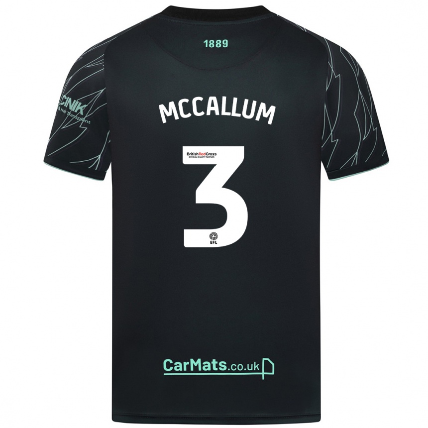 Kids Football Sam Mccallum #3 Black Green Away Jersey 2024/25 T-Shirt Nz