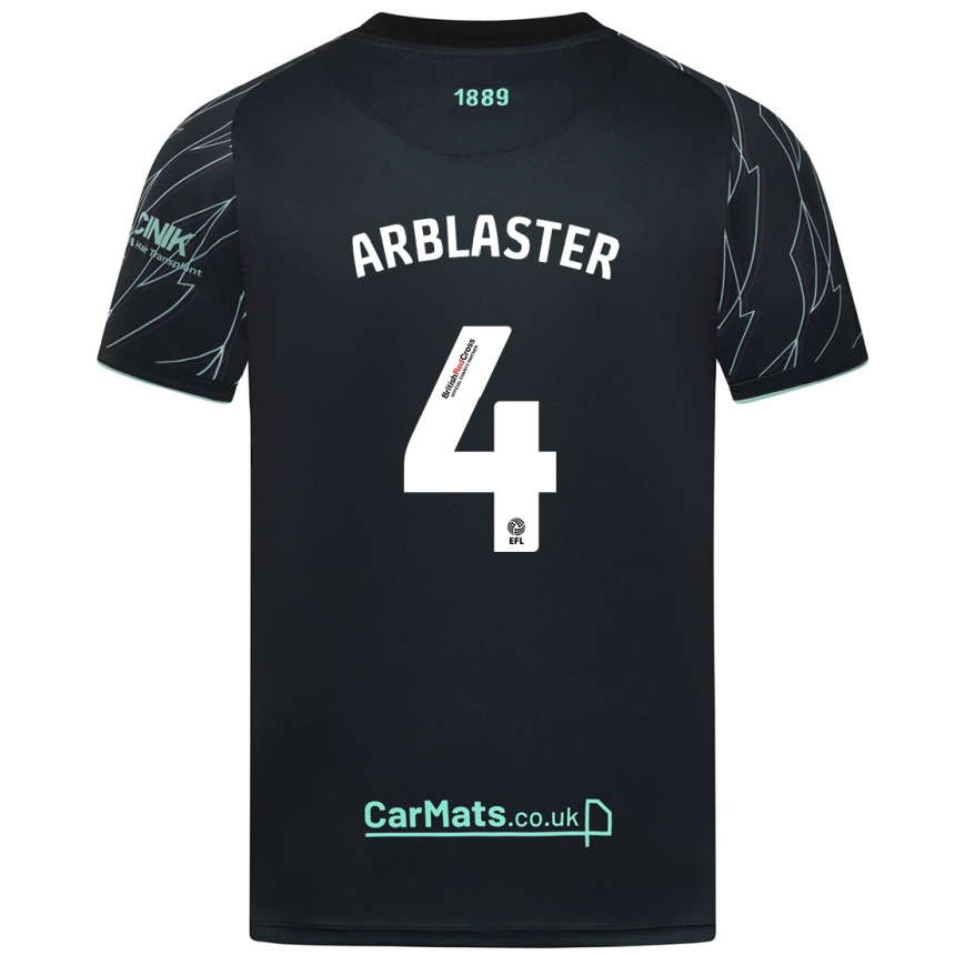 Kids Football Oliver Arblaster #4 Black Green Away Jersey 2024/25 T-Shirt Nz