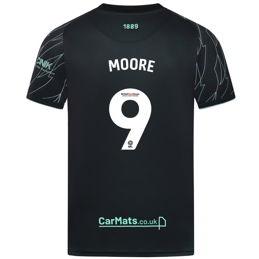 Kids Football Kieffer Moore #9 Black Green Away Jersey 2024/25 T-Shirt Nz