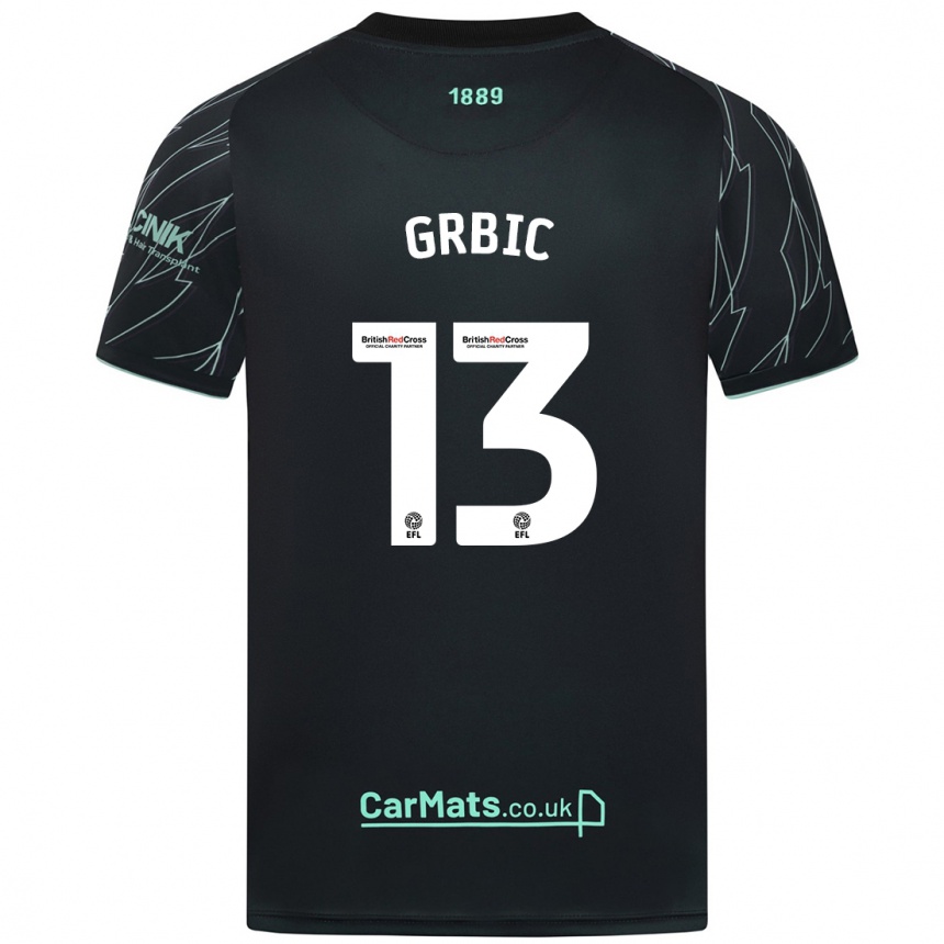 Kids Football Ivo Grbic #13 Black Green Away Jersey 2024/25 T-Shirt Nz