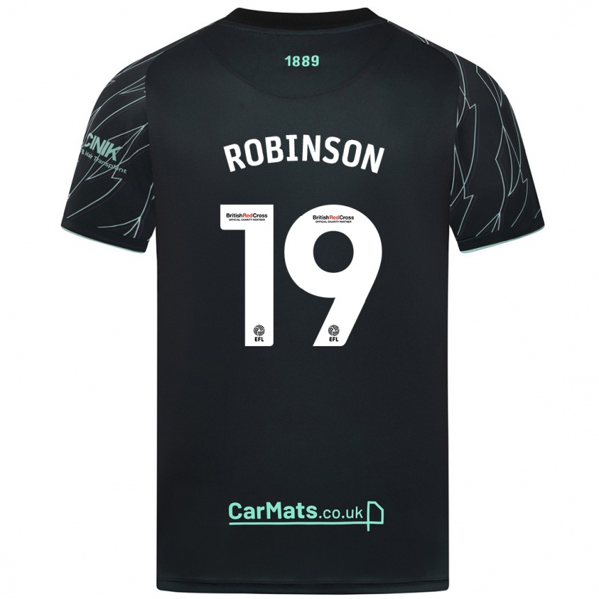 Kids Football Jack Robinson #19 Black Green Away Jersey 2024/25 T-Shirt Nz