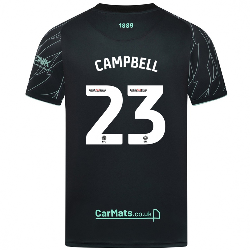 Kids Football Tyrese Campbell #23 Black Green Away Jersey 2024/25 T-Shirt Nz