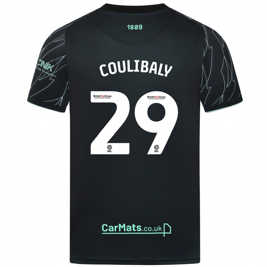 Kids Football Ismaila Coulibaly #29 Black Green Away Jersey 2024/25 T-Shirt Nz