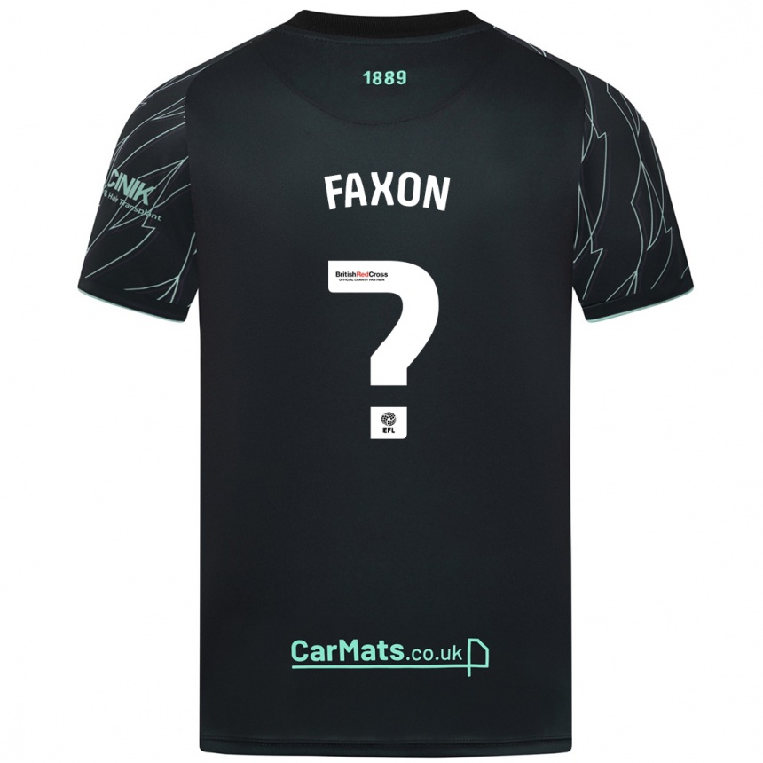 Kids Football Luke Faxon #0 Black Green Away Jersey 2024/25 T-Shirt Nz