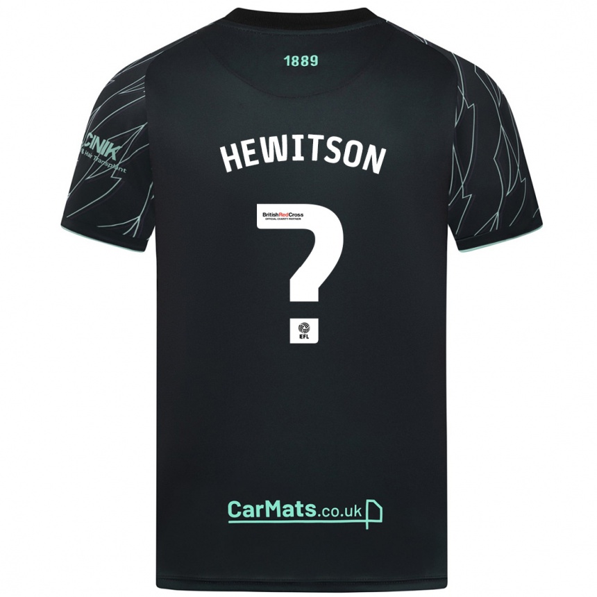 Kids Football Coby Hewitson #0 Black Green Away Jersey 2024/25 T-Shirt Nz