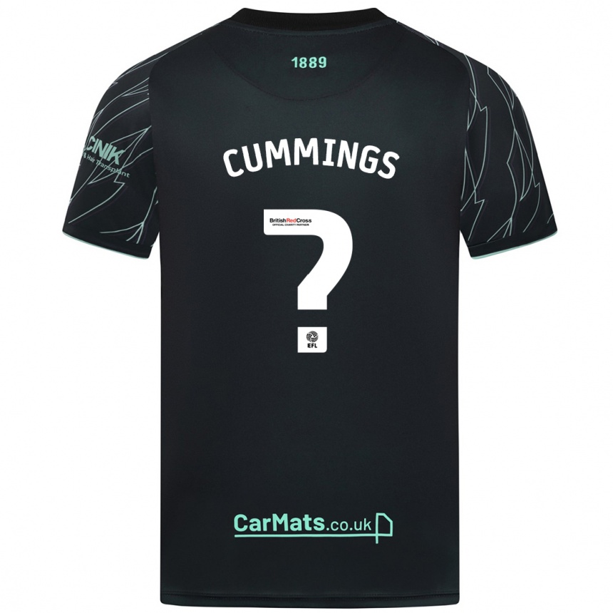 Kids Football Ethan Cummings #0 Black Green Away Jersey 2024/25 T-Shirt Nz