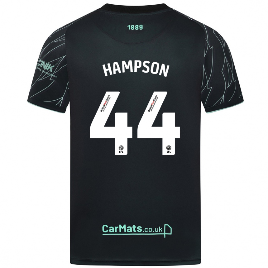 Kids Football Owen Hampson #44 Black Green Away Jersey 2024/25 T-Shirt Nz