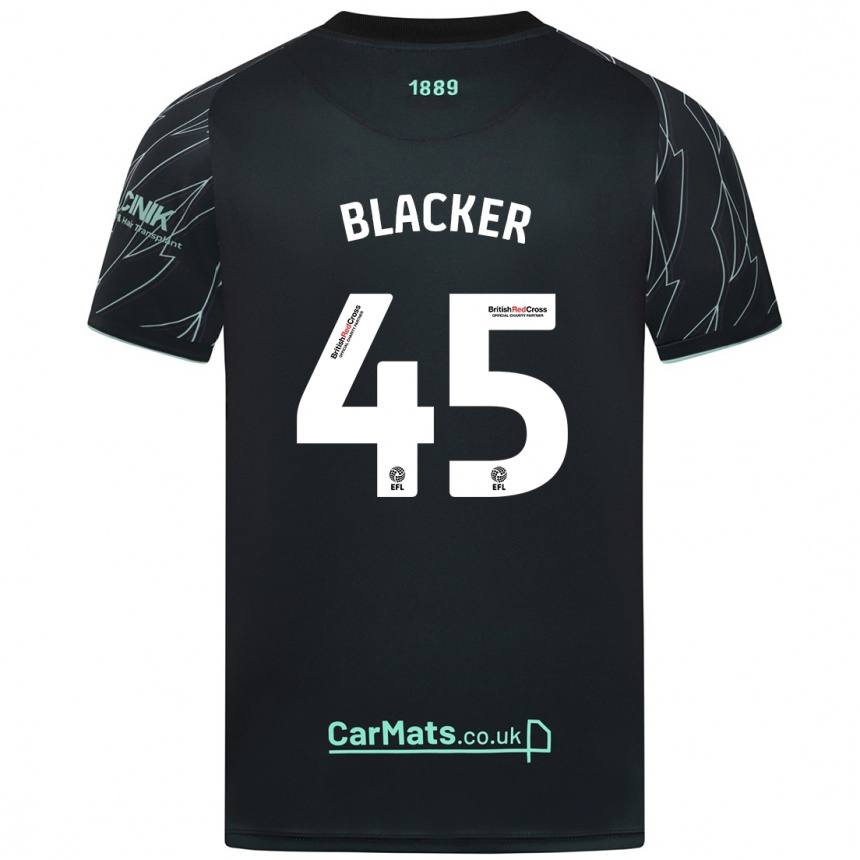 Kids Football Billy Blacker #45 Black Green Away Jersey 2024/25 T-Shirt Nz