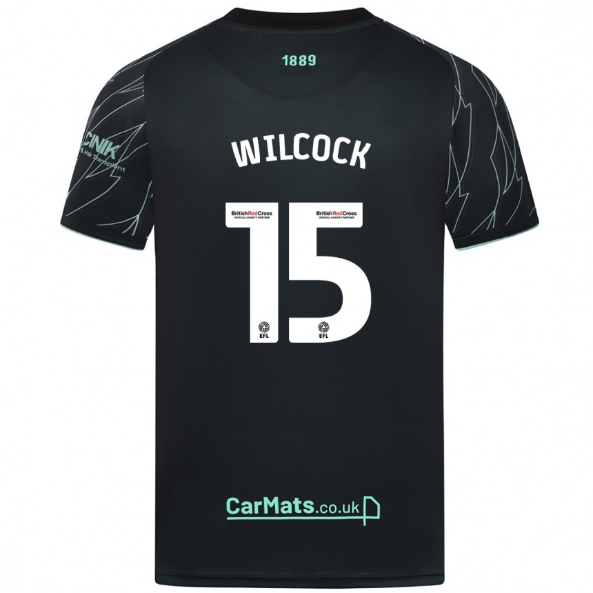 Kids Football Tamara Wilcock #15 Black Green Away Jersey 2024/25 T-Shirt Nz