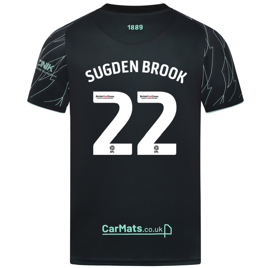 Kids Football Darcie Sugden-Brook #22 Black Green Away Jersey 2024/25 T-Shirt Nz