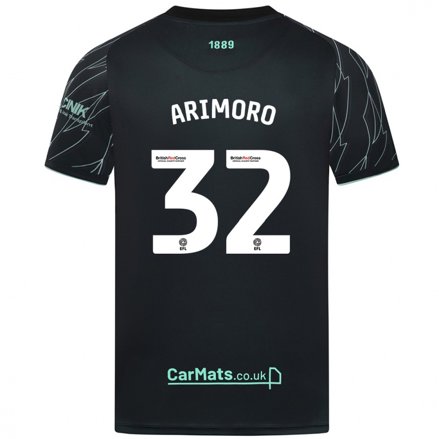 Kids Football Juliet Khinde Adebowale-Arimoro #32 Black Green Away Jersey 2024/25 T-Shirt Nz