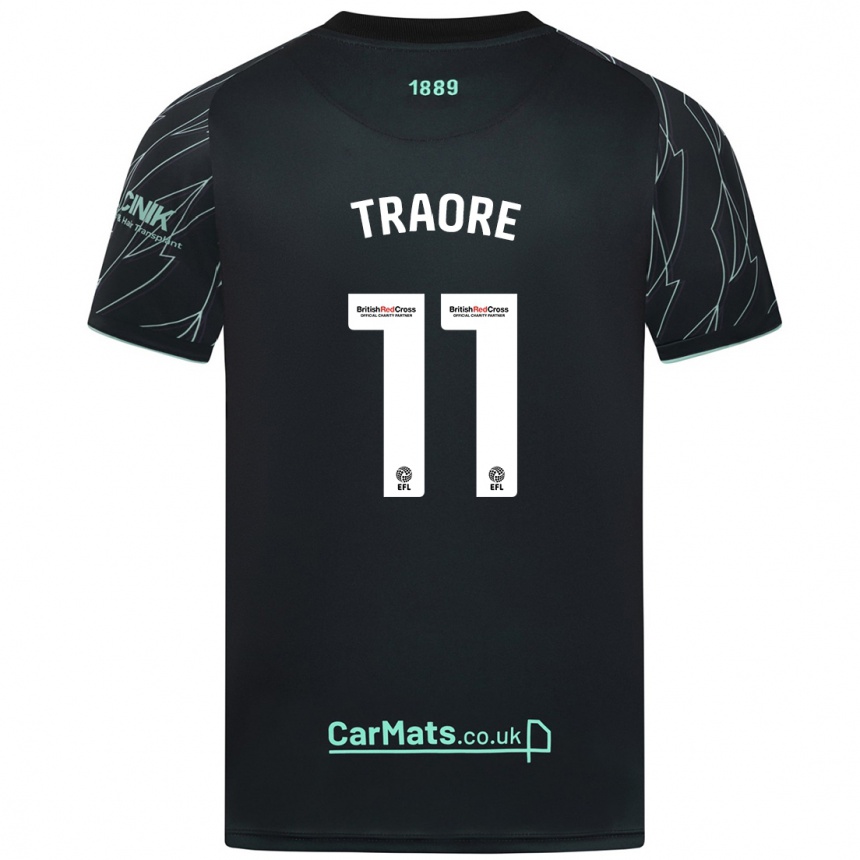 Kids Football Bénie Traoré #11 Black Green Away Jersey 2024/25 T-Shirt Nz