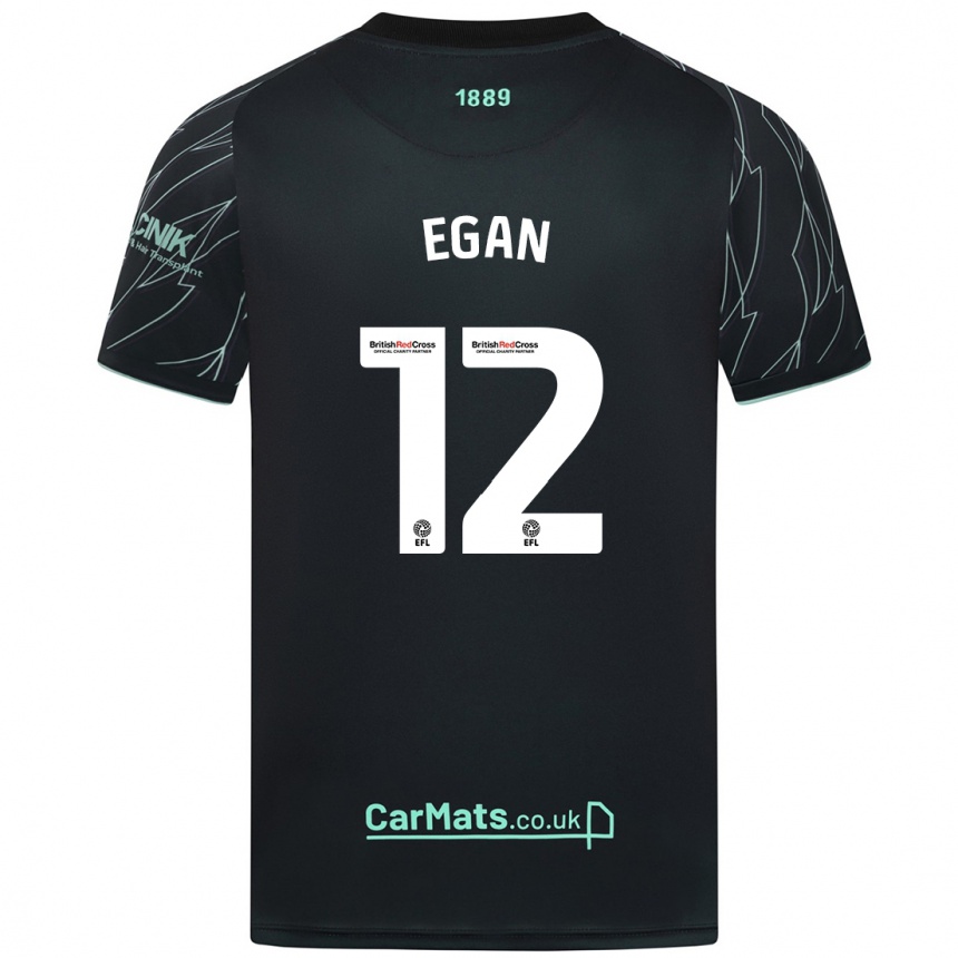 Kids Football John Egan #12 Black Green Away Jersey 2024/25 T-Shirt Nz