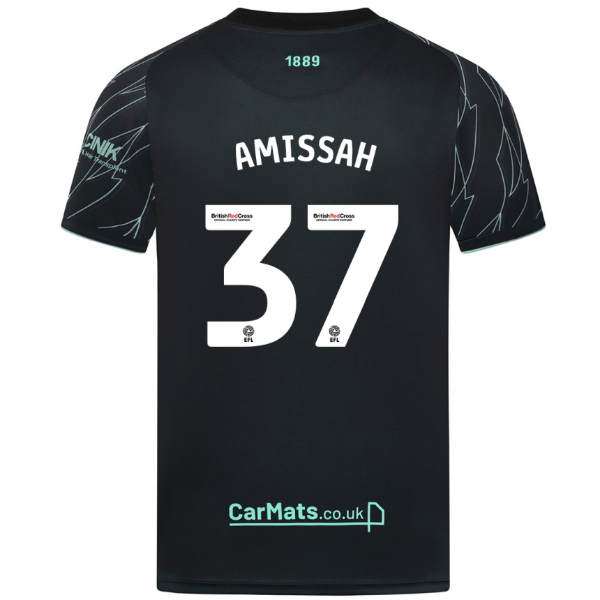 Kids Football Jordan Amissah #37 Black Green Away Jersey 2024/25 T-Shirt Nz